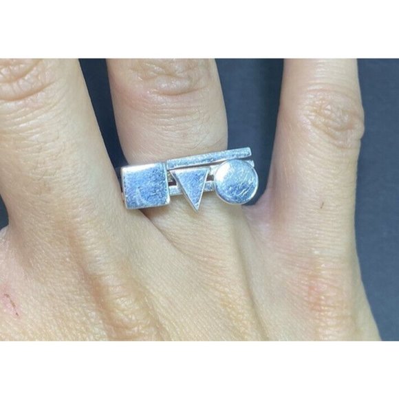 Vintage Mid Century Modern Stack Ring Geometric Modernist Size 6